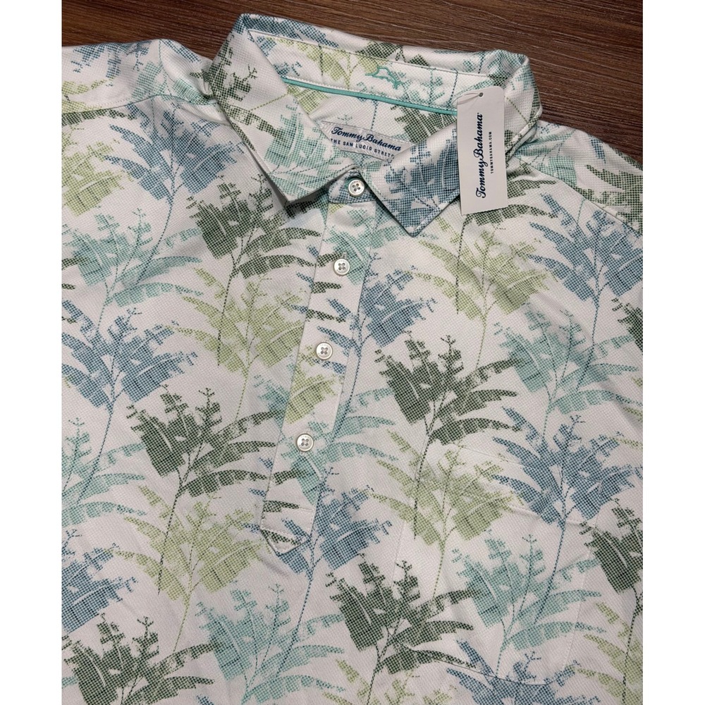 Tommy Bahama San Lucio Verde Palms Polo Shirt Mens Tropical Stretch Sz XL